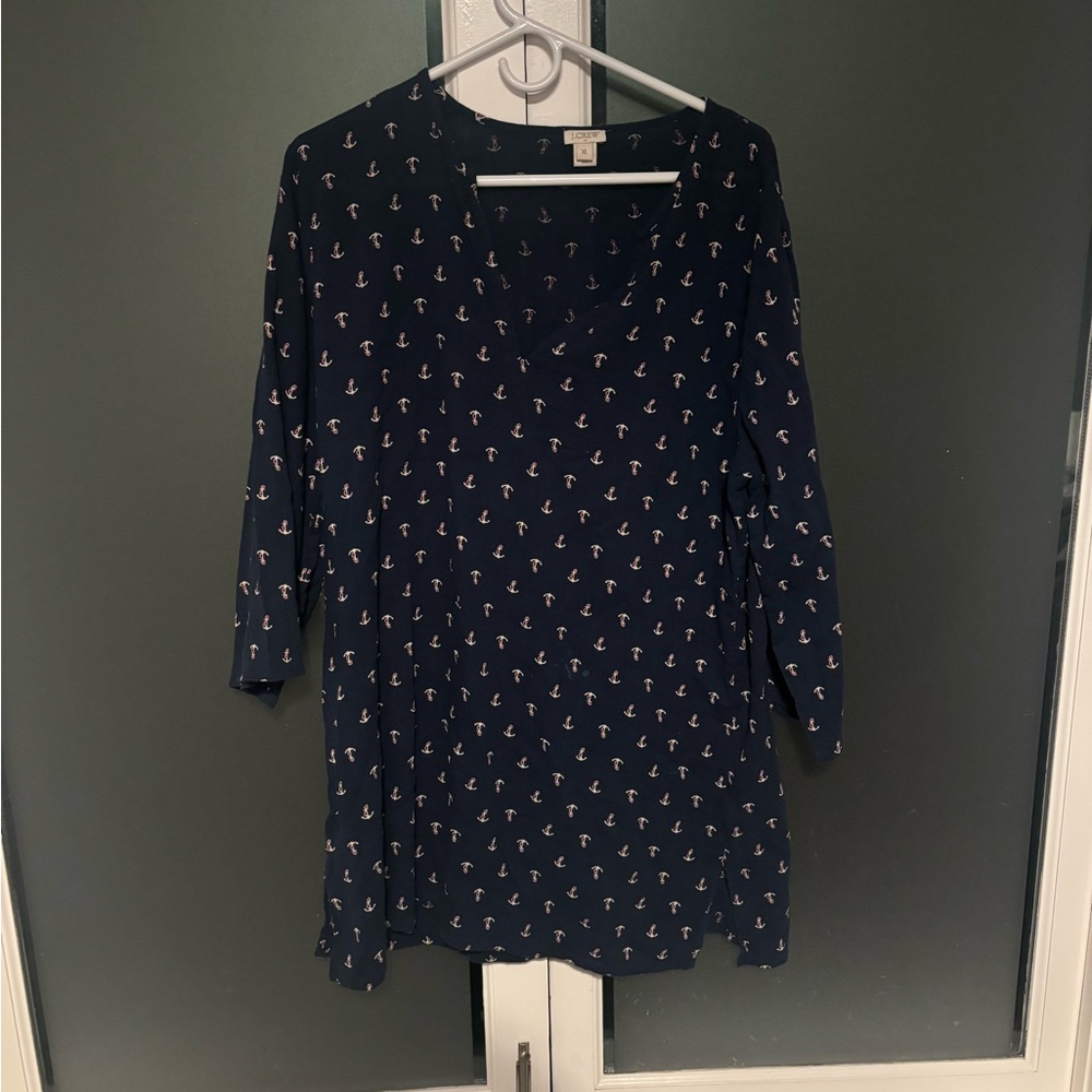 J. Crew Navy Anchor Print Swim Coverup